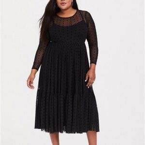 Torrid black dot mesh dress size 1